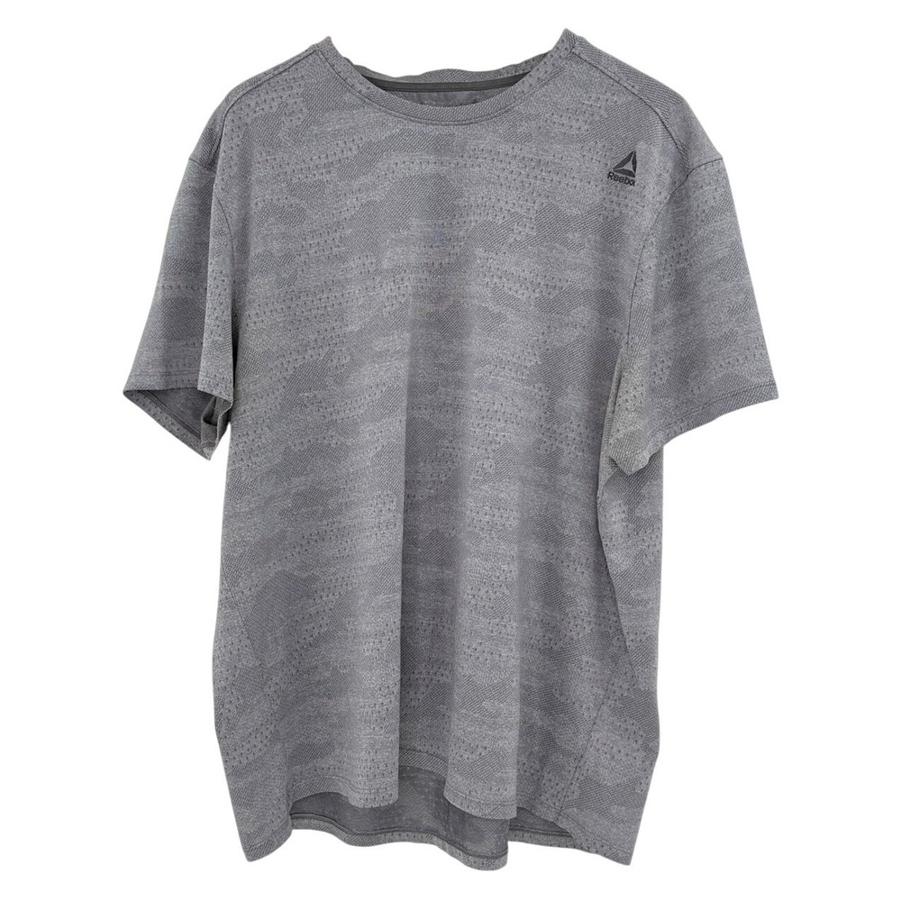Reebok Mens 2XL Gray Camo Performance Training‎ T-Shirt Short Sleeve Crew Neck